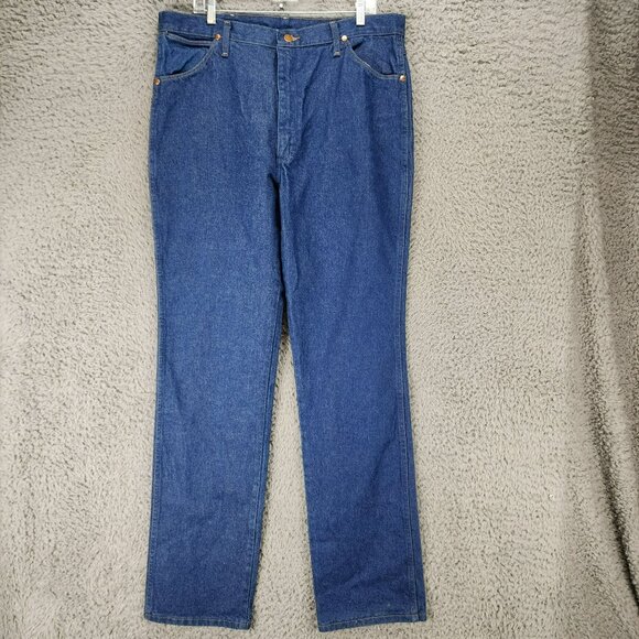 Wrangler Jeans Mens 36x36 Dark Wash Cotton High Rise Bootcut - Picture 2 of 12